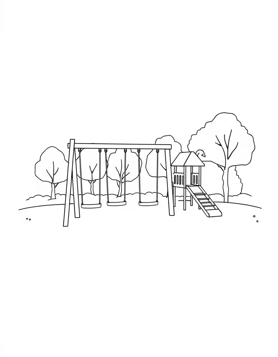 A park with swings and slides.
