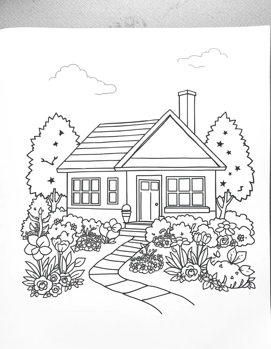A house with a garden.