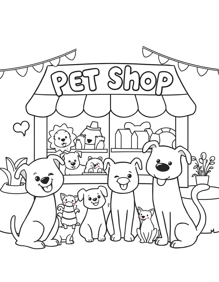 A pet shop with happy animals.