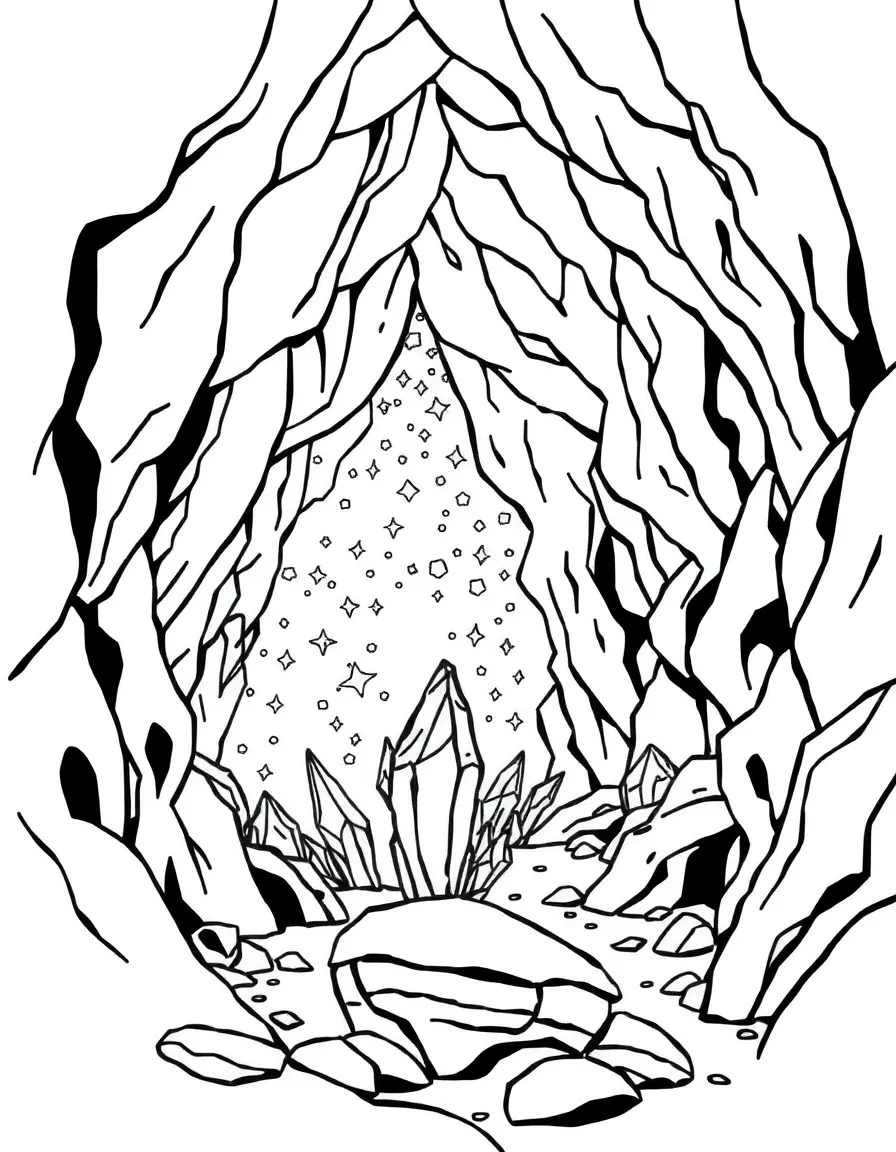 A sparkling cave with crystals.