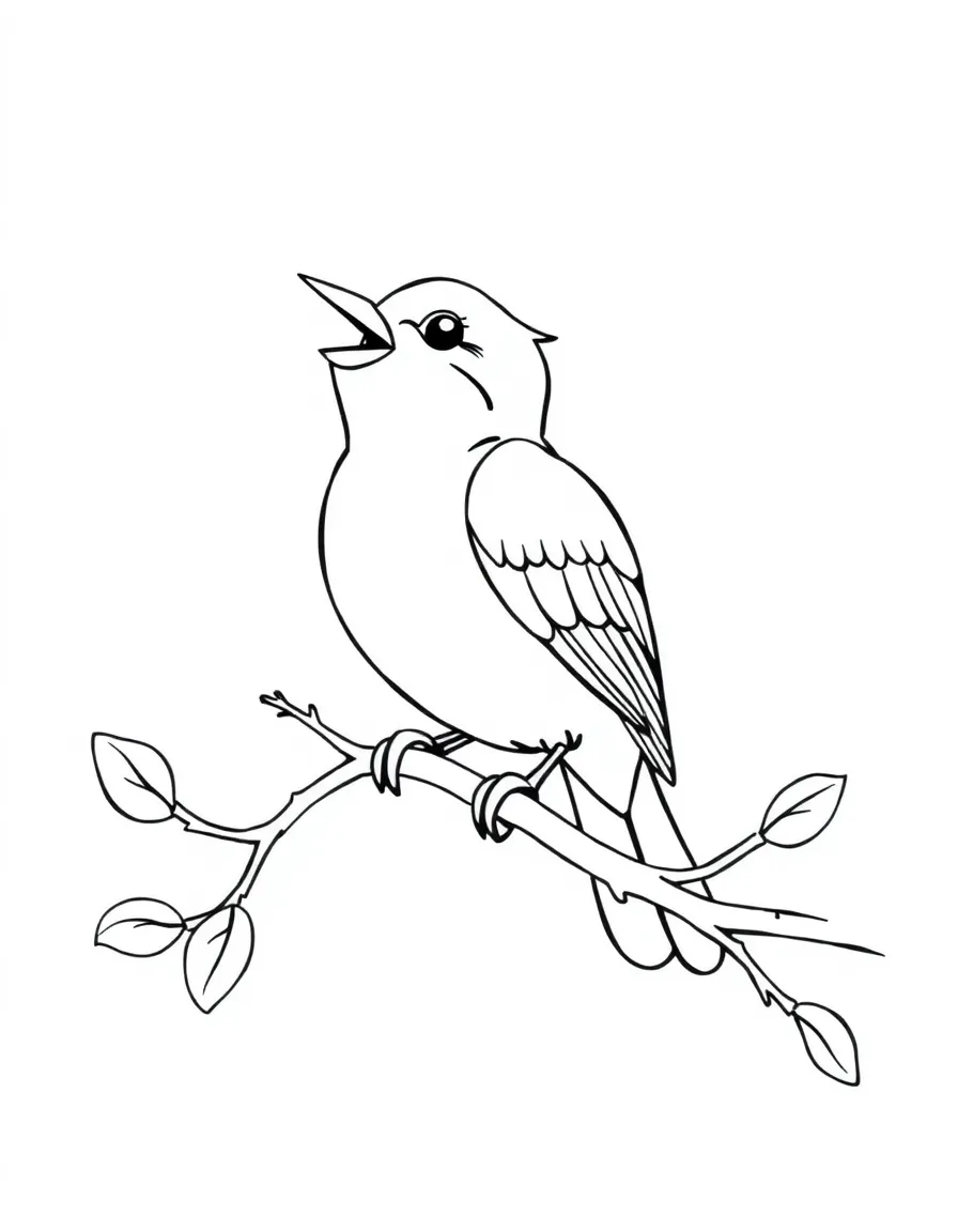 A singing bird on a branch.
