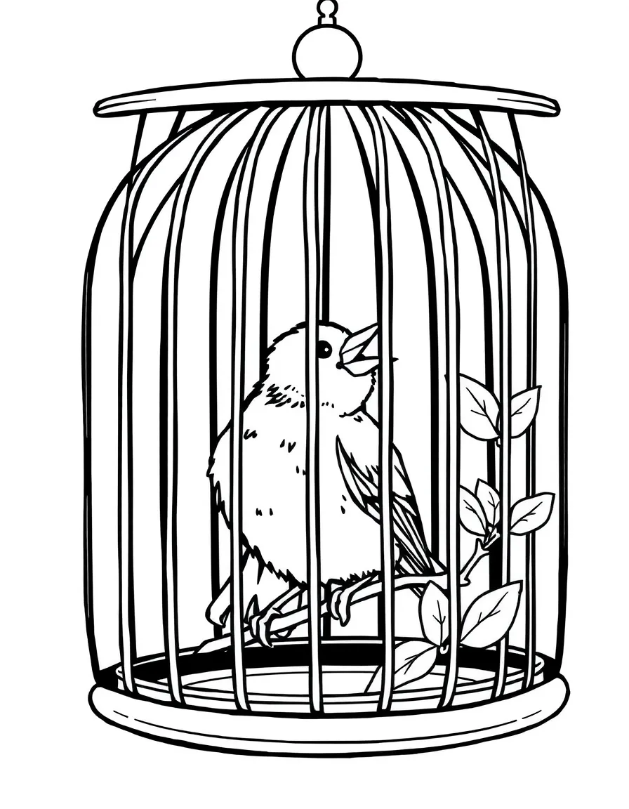 A singing canary in a cage.