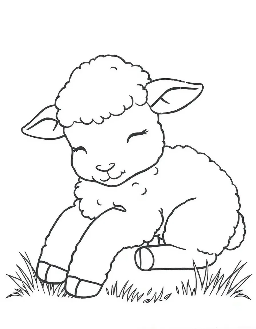 A gentle lamb sleeping.