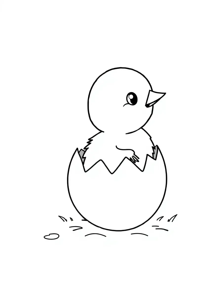 A little chick hatching from an egg.