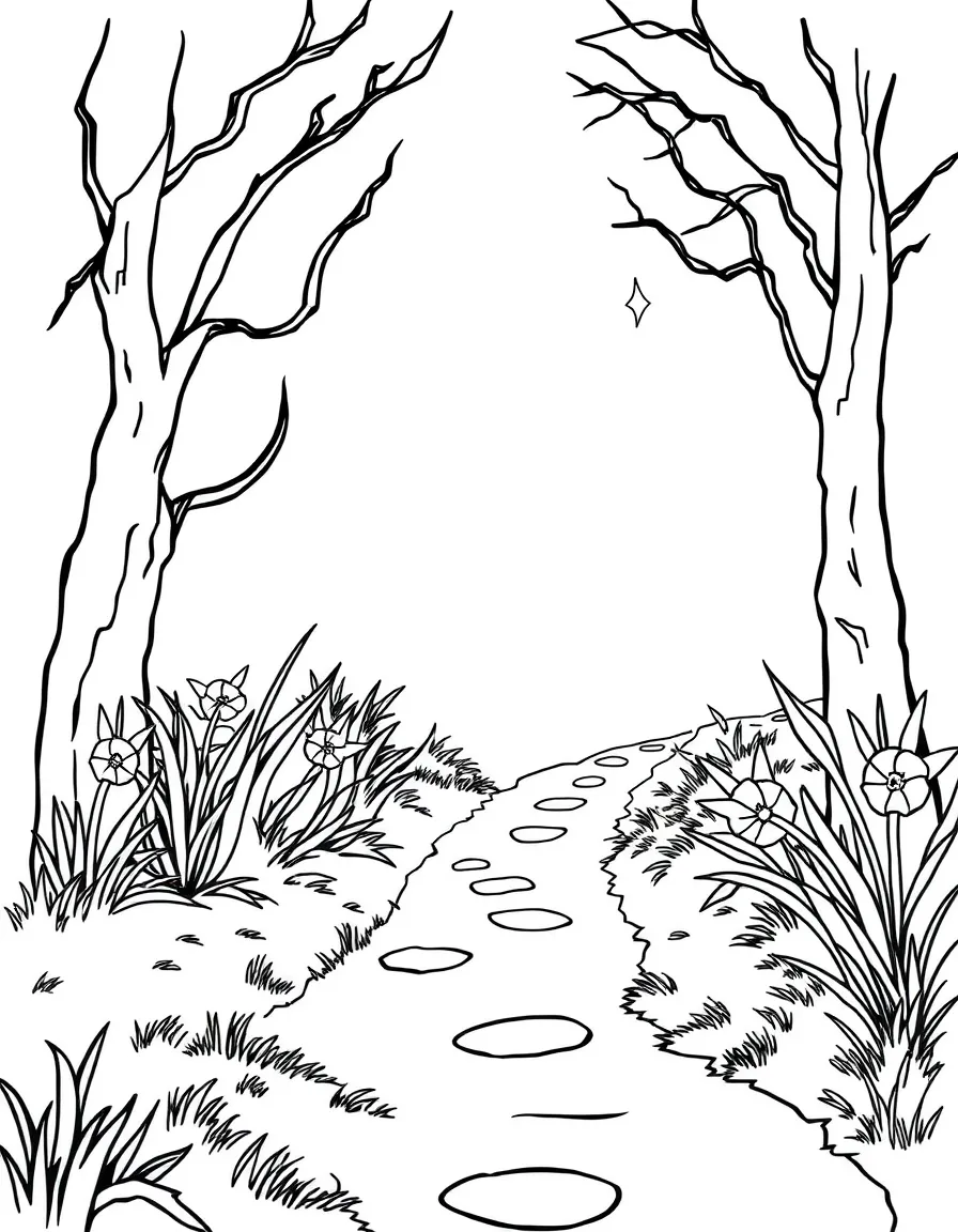 A glowing firefly lighting up a path.