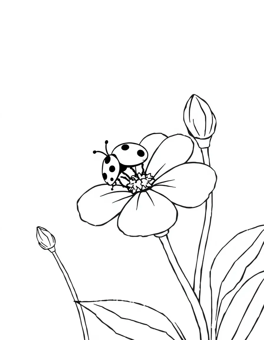 A tiny ladybug walking on a flower.