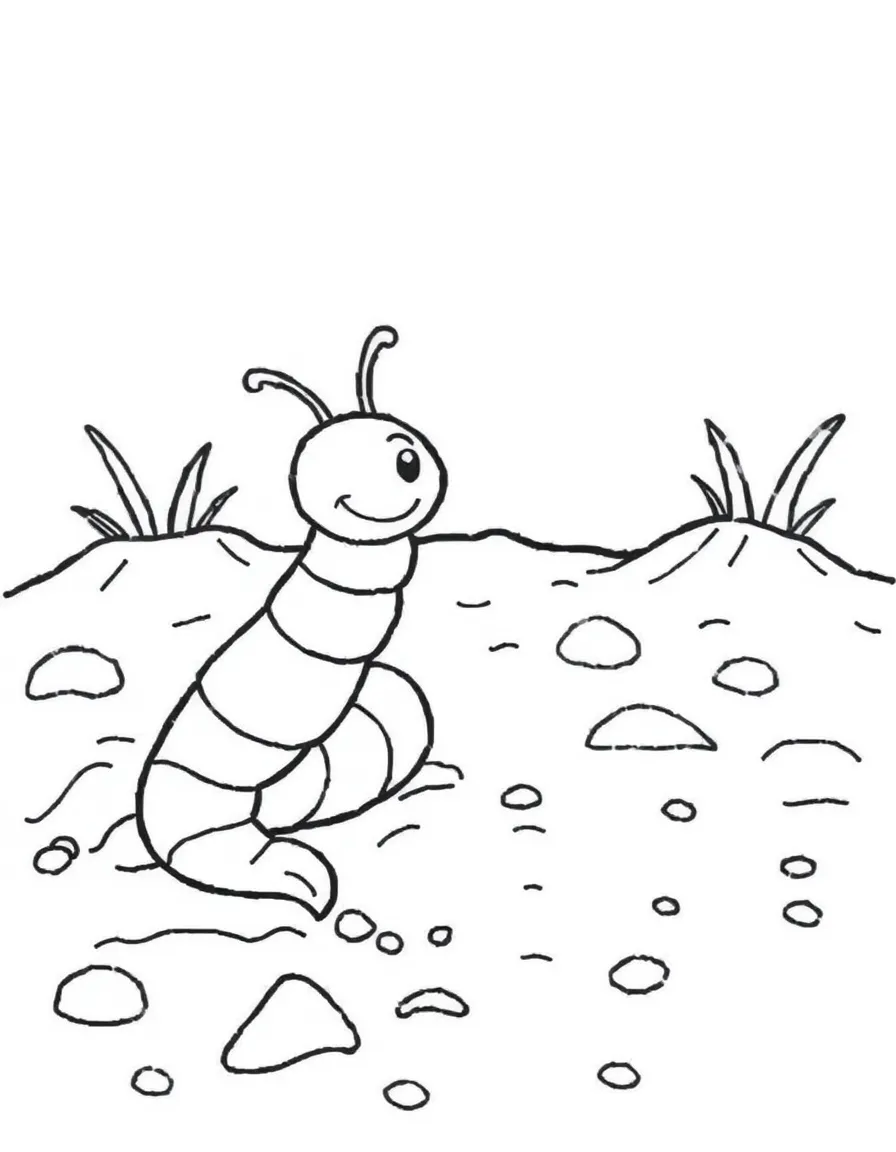 A wiggling worm digging in the dirt.