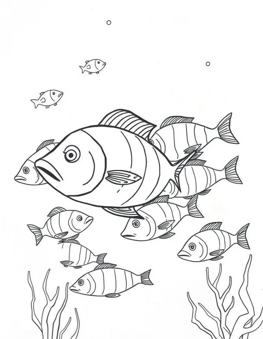 A school of fish swimming in formation.