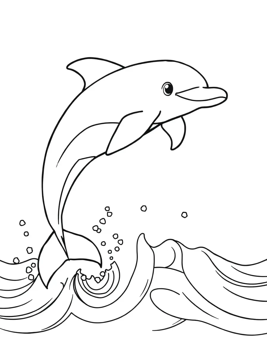A playful dolphin jumping over waves.