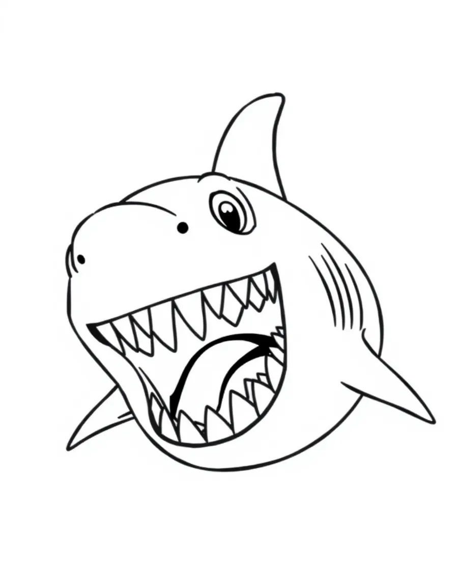 A hungry shark with friendly teeth.