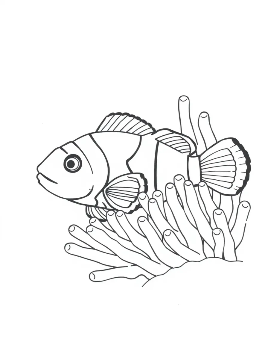 A colorful clownfish hiding in an anemone.