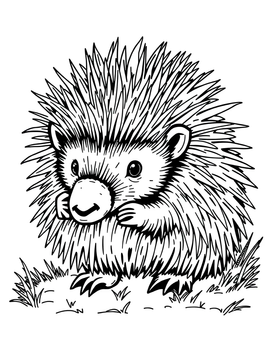 A prickly porcupine with soft quills.