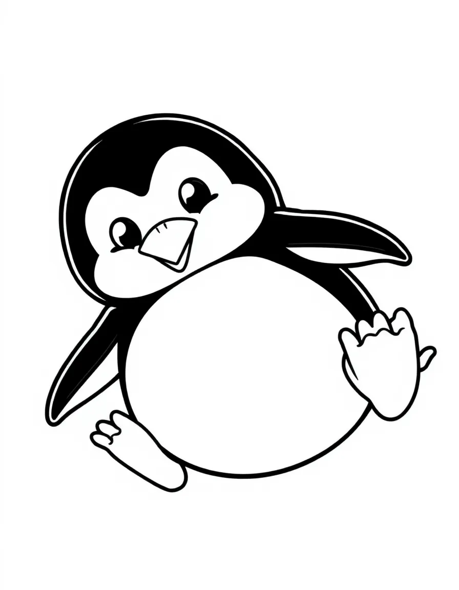 A wobbly penguin sliding on its belly.