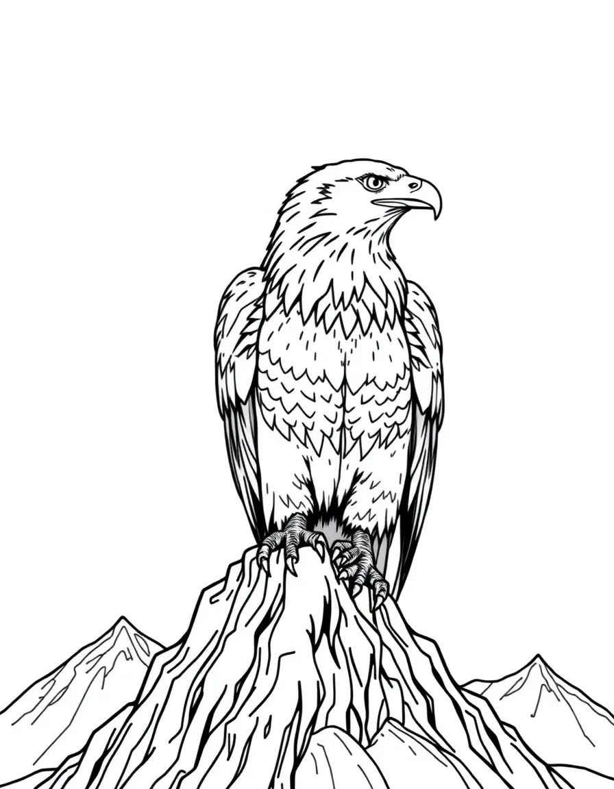A majestic eagle perched on a mountain.