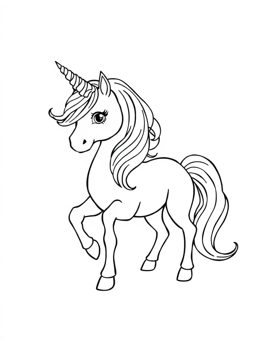 A magical unicorn with a rainbow mane.