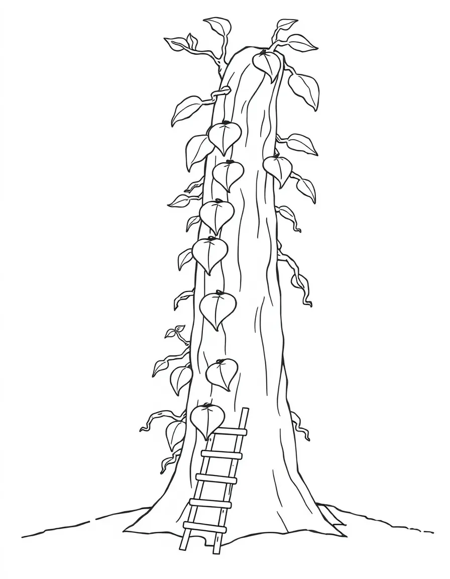 A giant beanstalk with a tiny ladder.