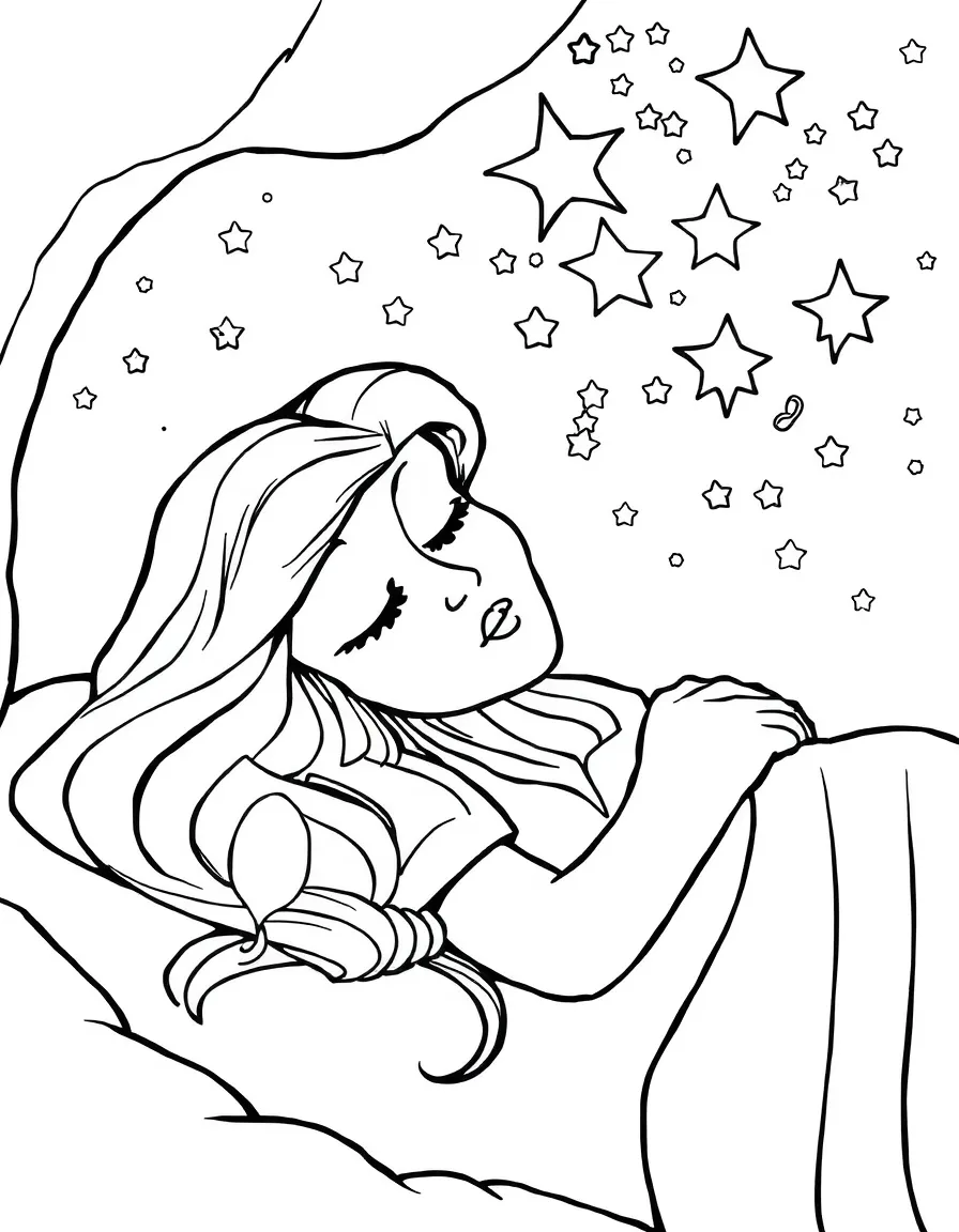 A sleeping beauty dreaming of stars.