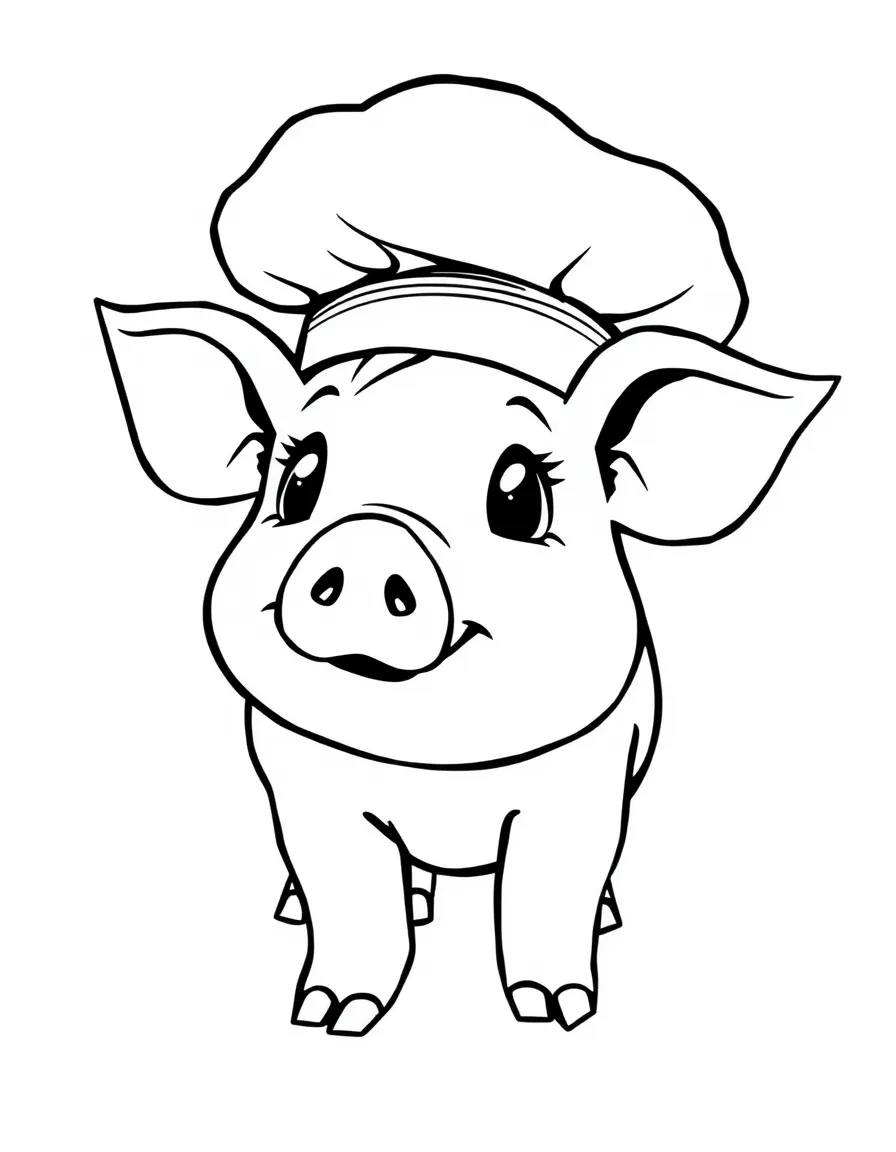 A little pig wearing a chef's hat.