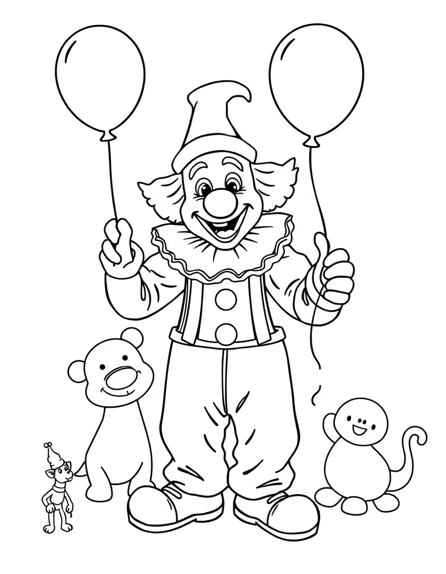 A friendly clown making balloon animals.