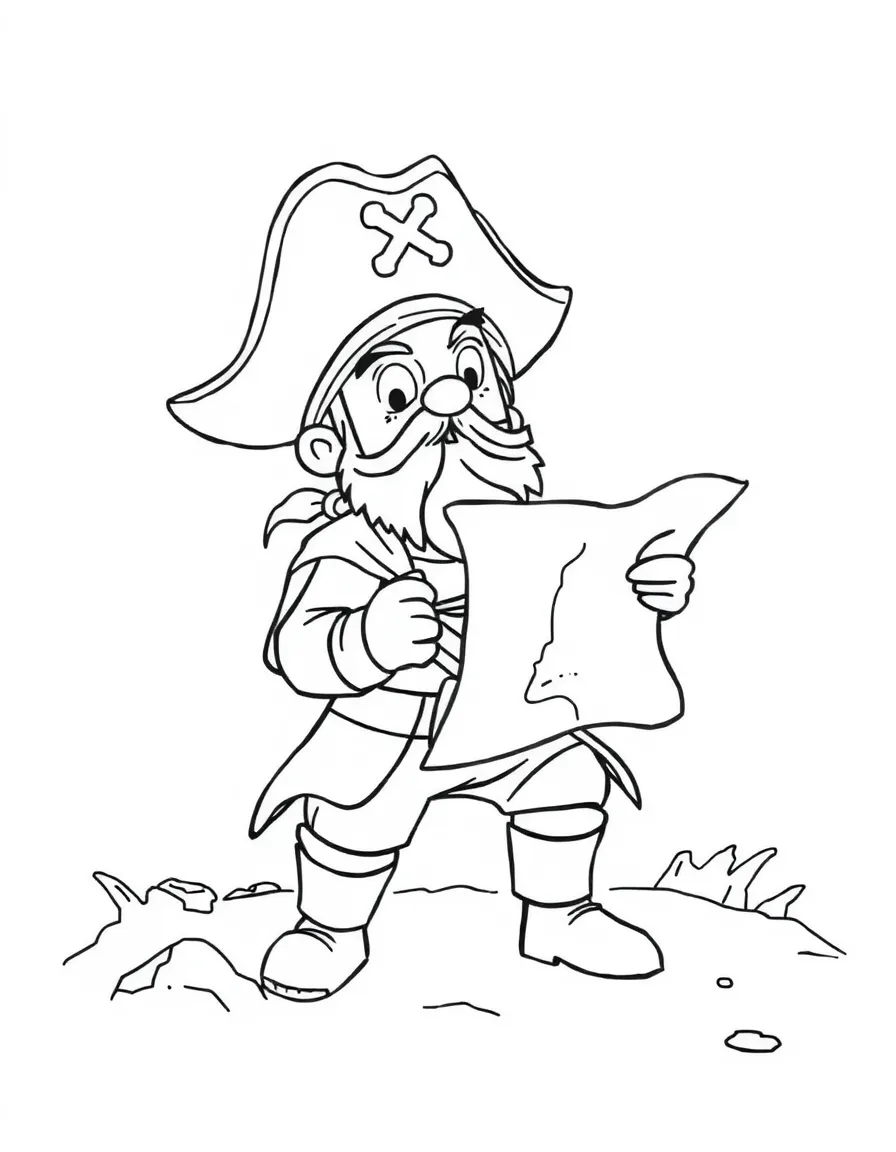 A brave pirate finding a map.