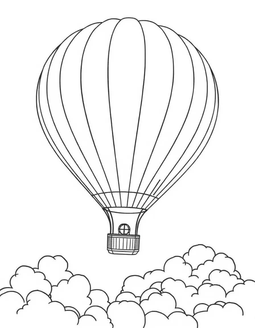 A big hot air balloon floating over clouds.