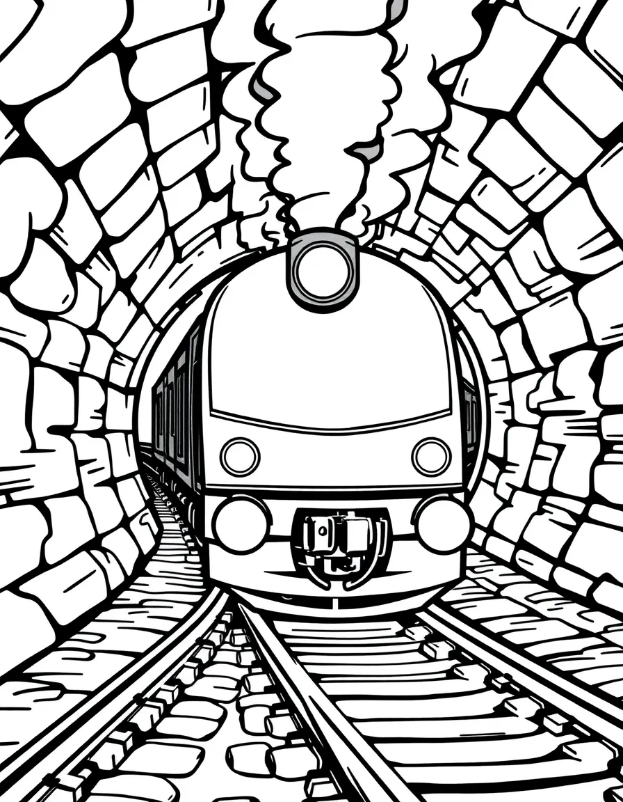 A fast train chugging through a tunnel.