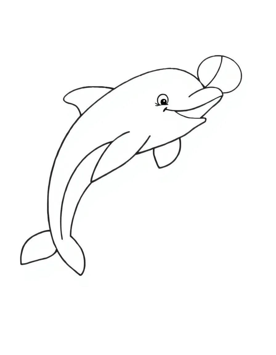 A playful dolphin jumping with a ball.