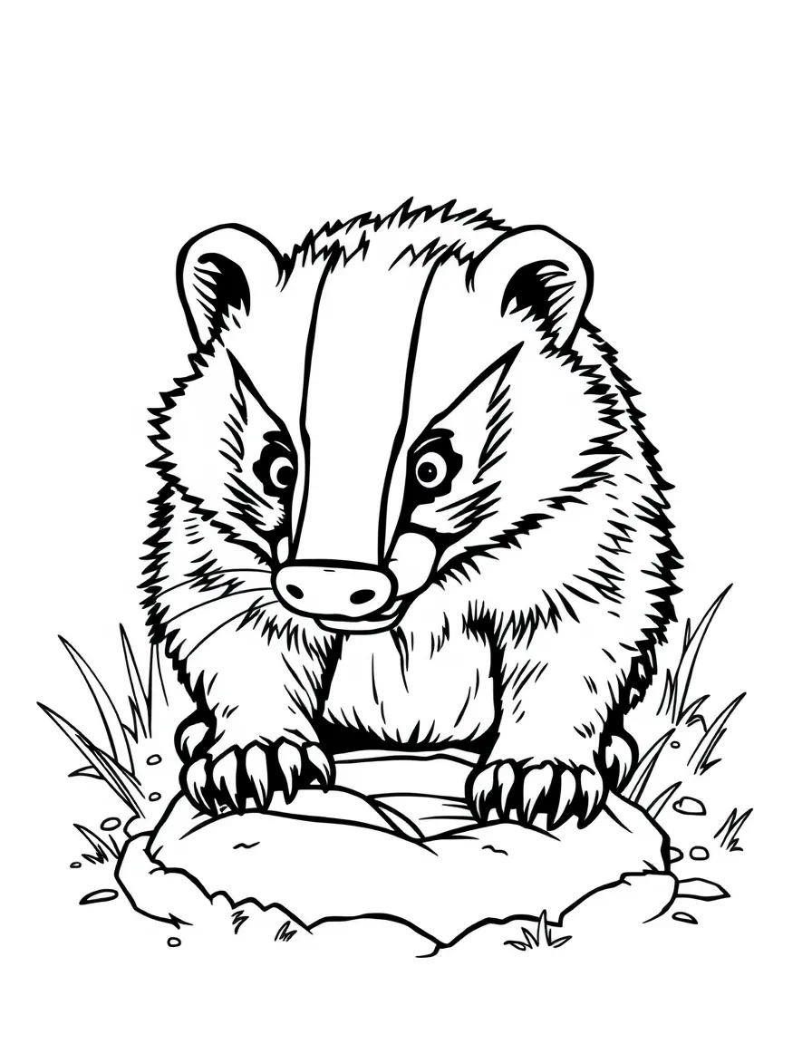 A grumbling badger digging a hole.
