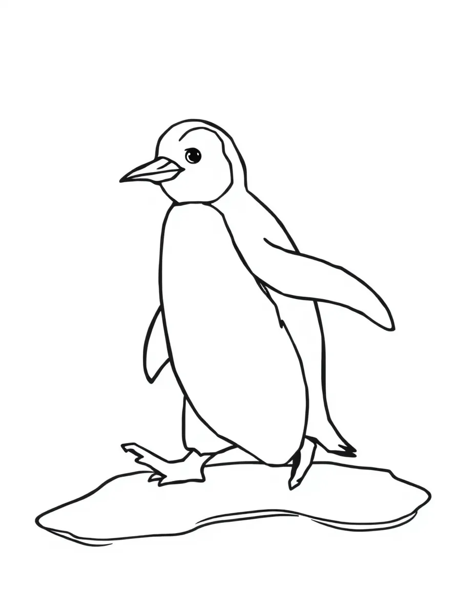 A wobbly penguin walking on ice.