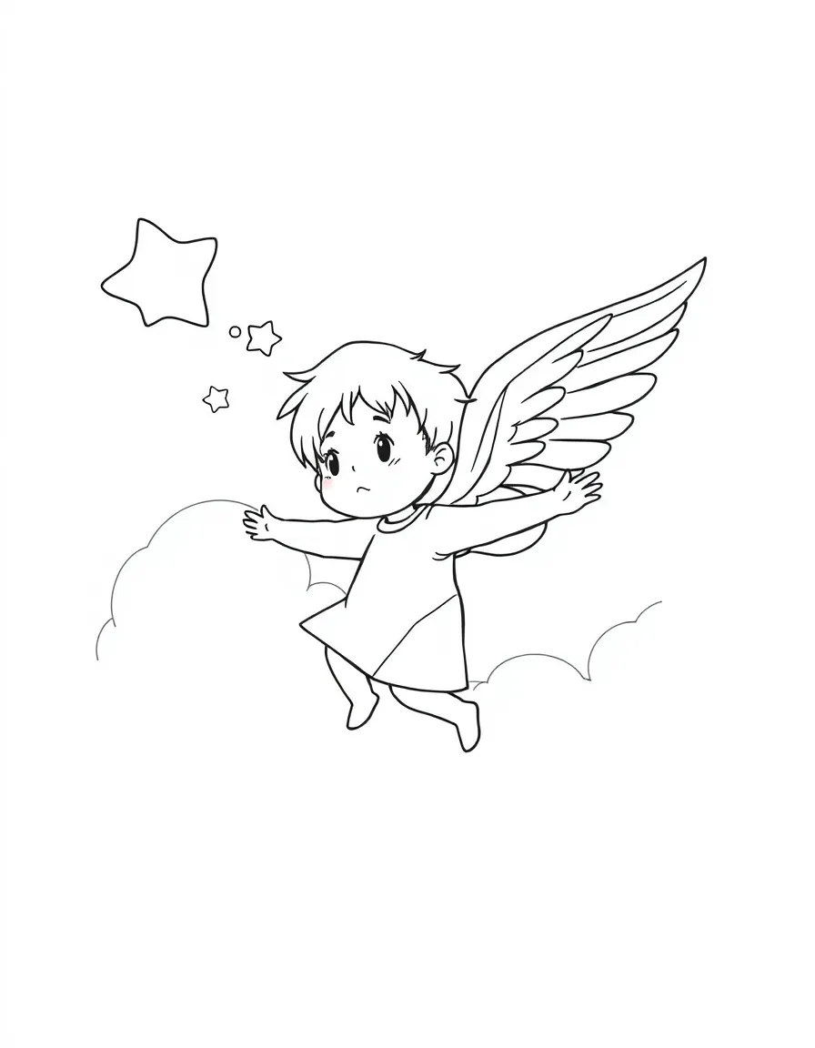 A child dreaming of flying.