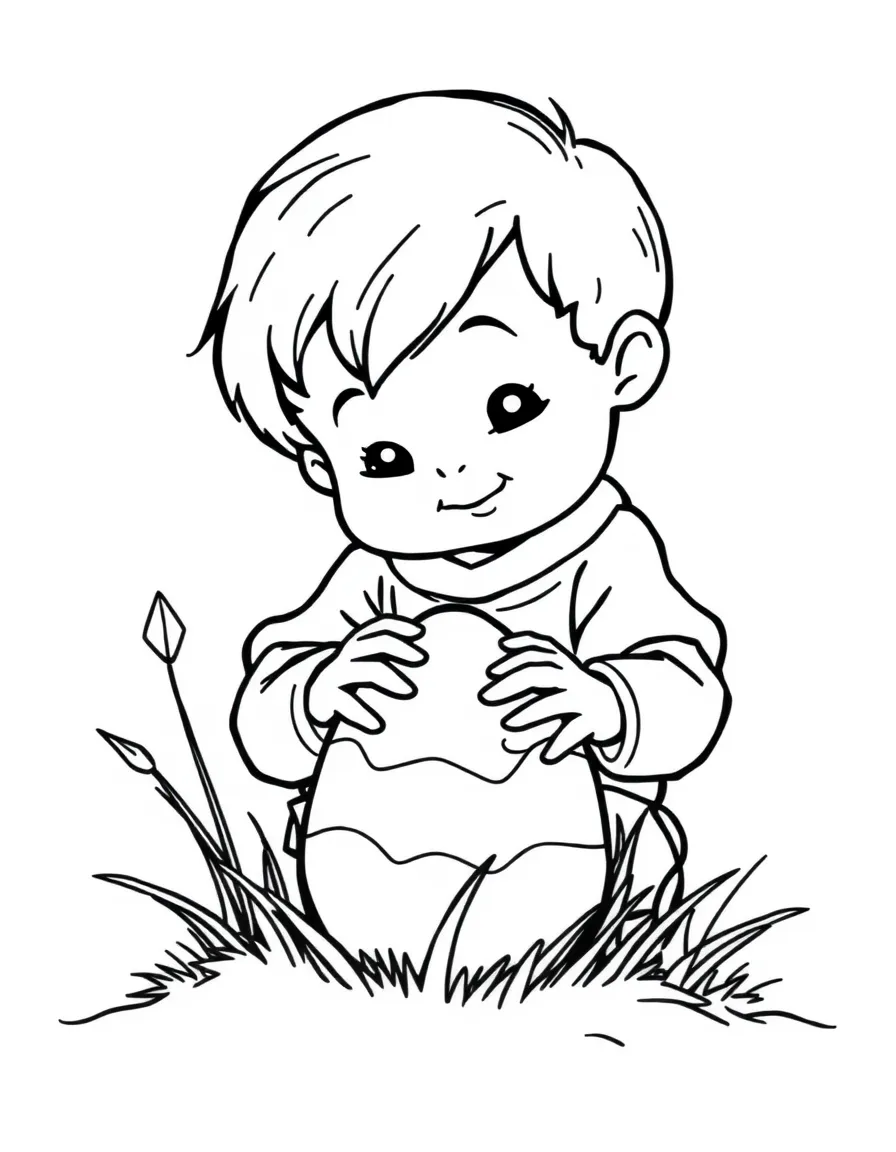 A child finding a golden egg.