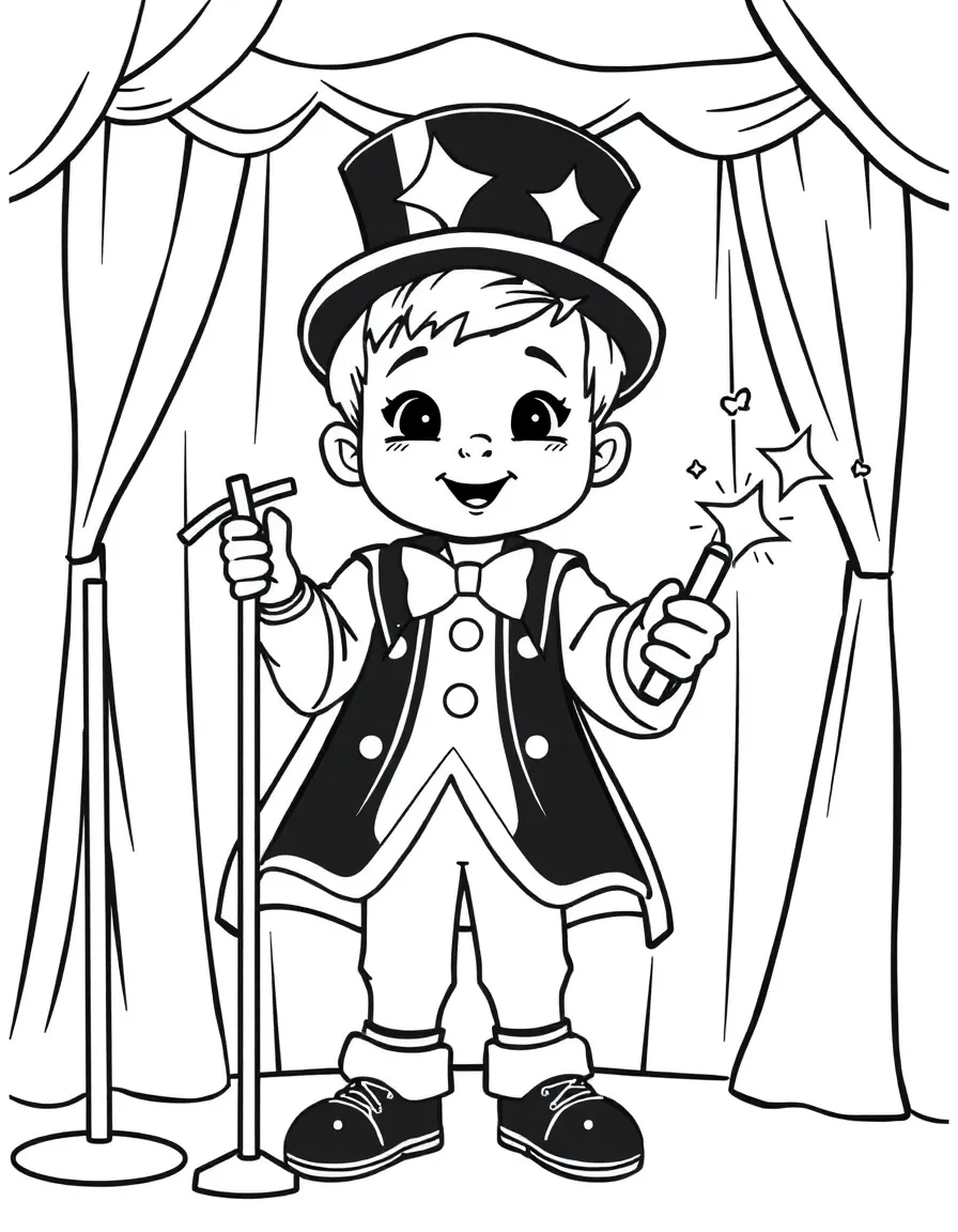 A child performing a magic show.
