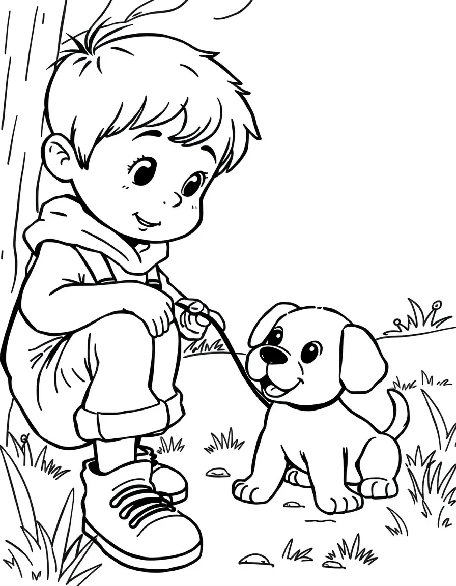 A child finding a lost puppy.