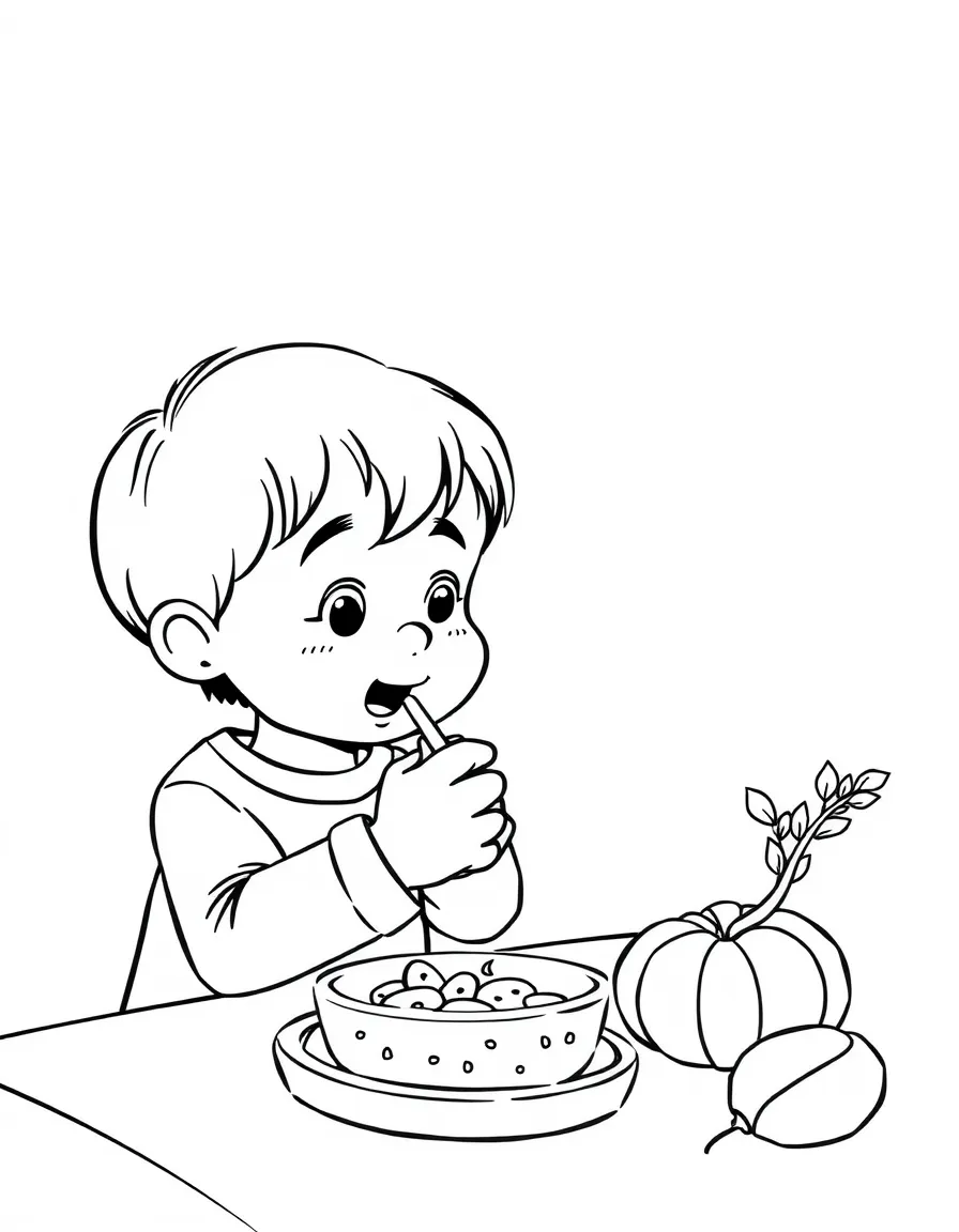 A child sharing a snack.