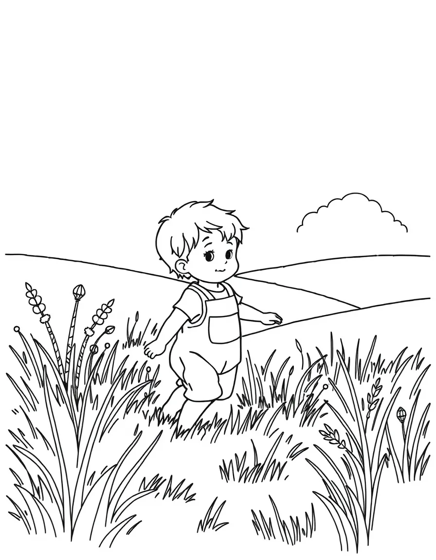 A child playing in a field.