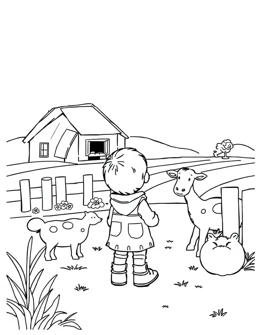 A child visiting a farm.