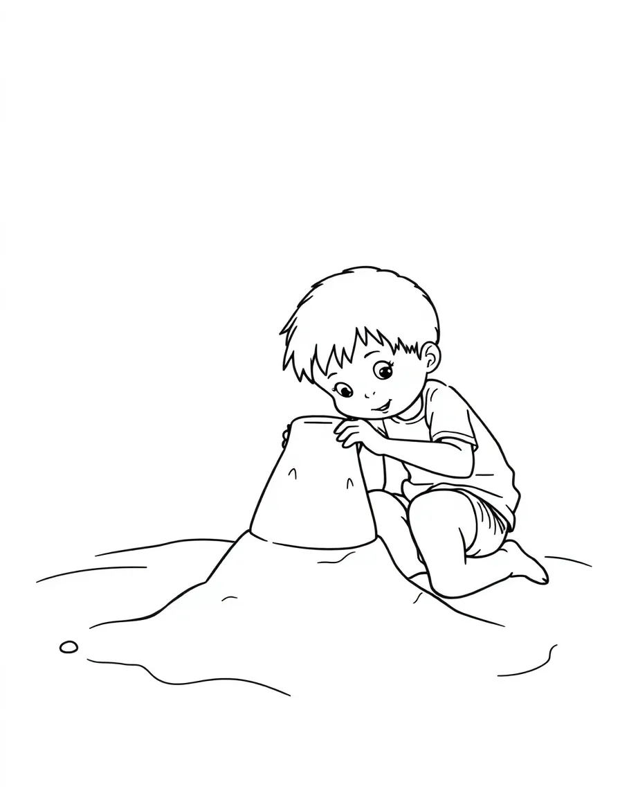 A child building a sandcastle.