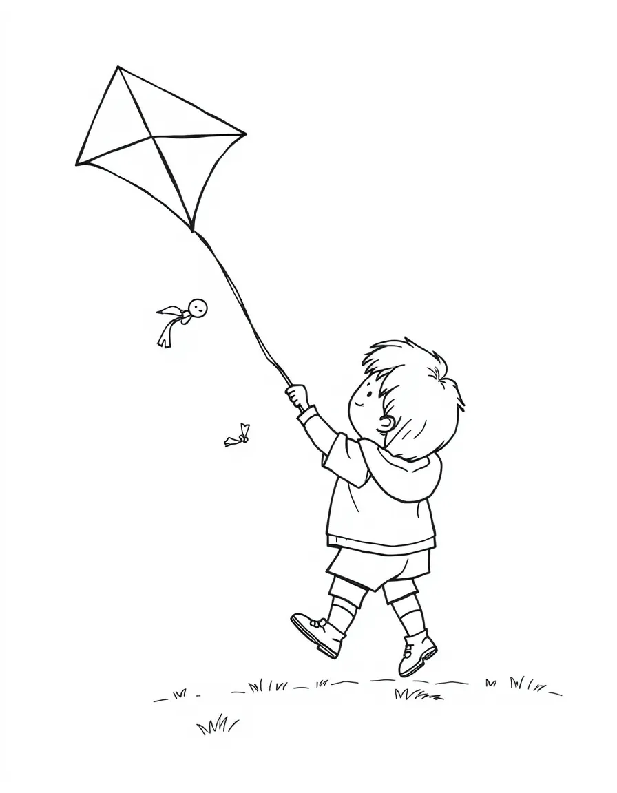 A child flying a kite.