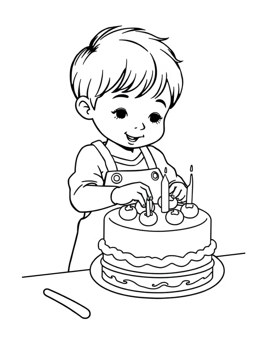 A child baking a cake.