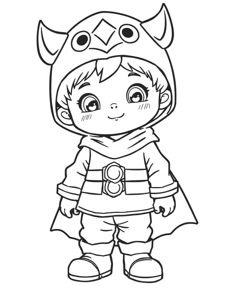 A child wearing a costume.