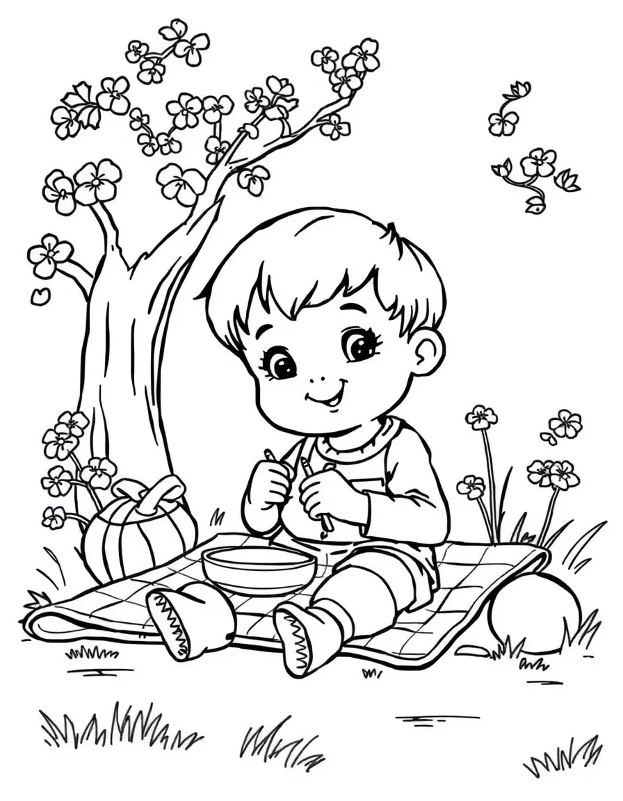 A child having a picnic.