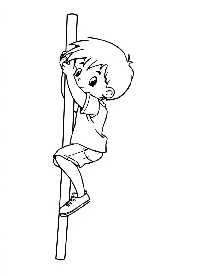 A child climbing a ladder.