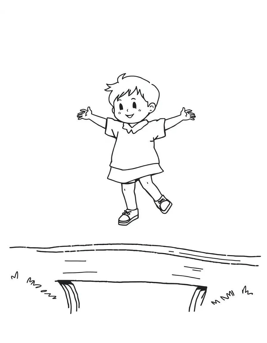 A child balancing on a beam.