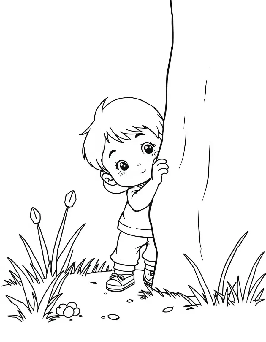 A child playing hide-and-seek.