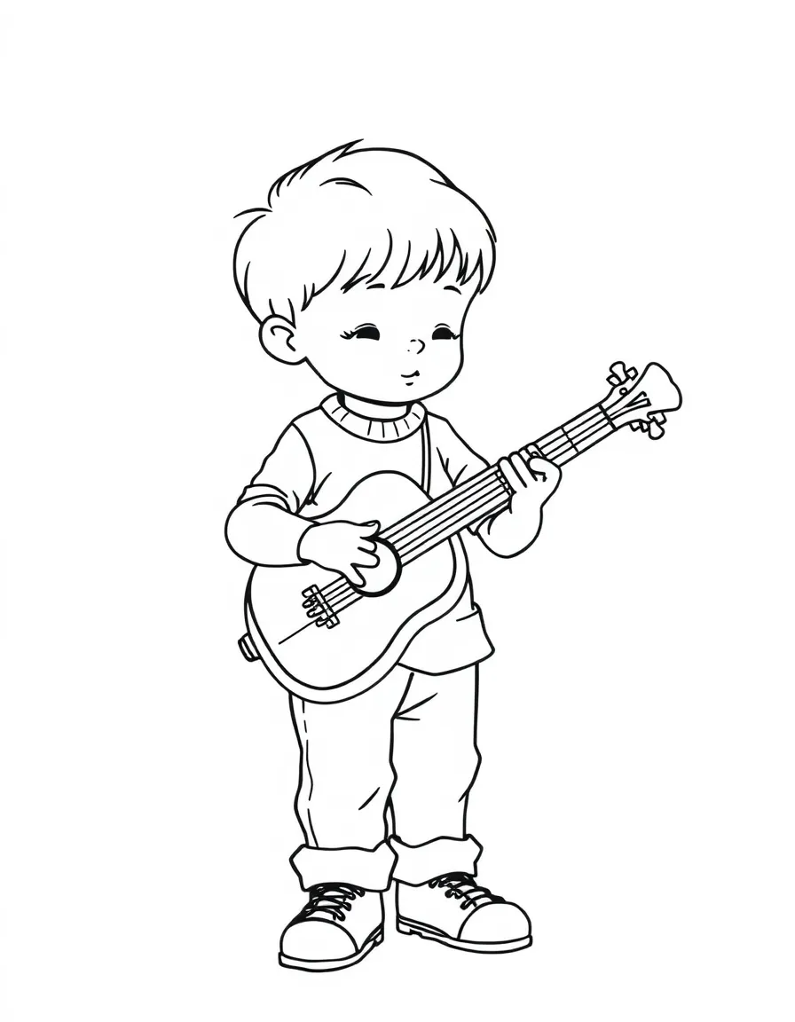 A child playing an instrument.