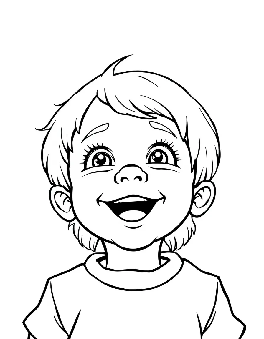 A child smiling wide.