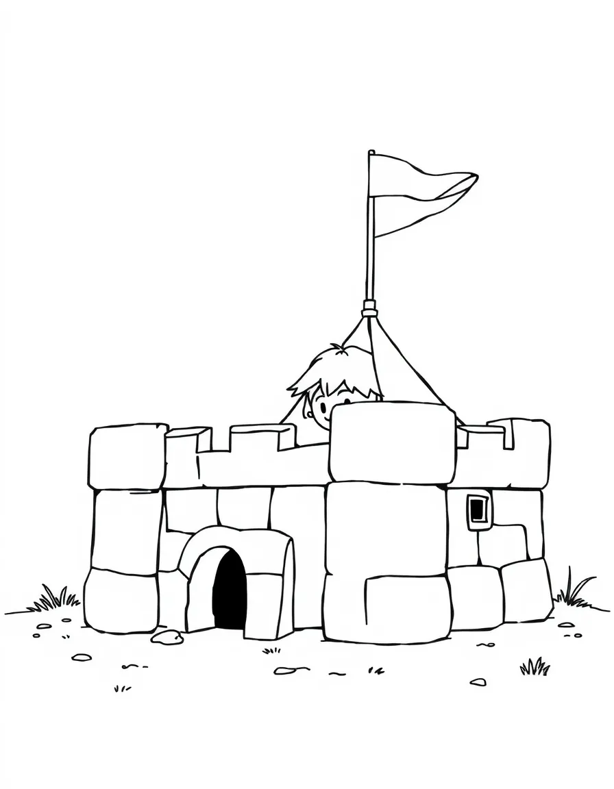 A child building a fort.