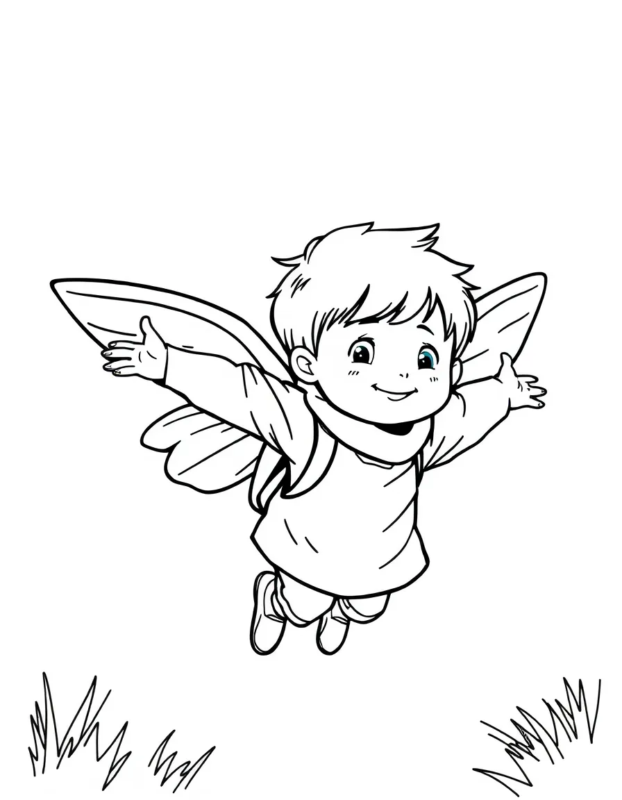 A child pretending to fly.