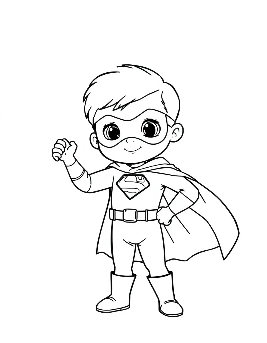 A child pretending to be a superhero.