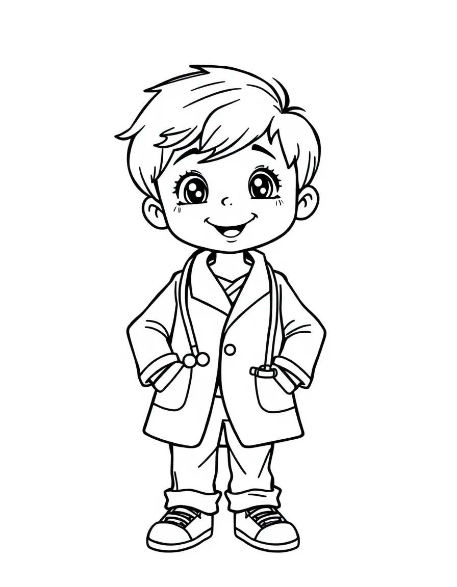 A child pretending to be a doctor.